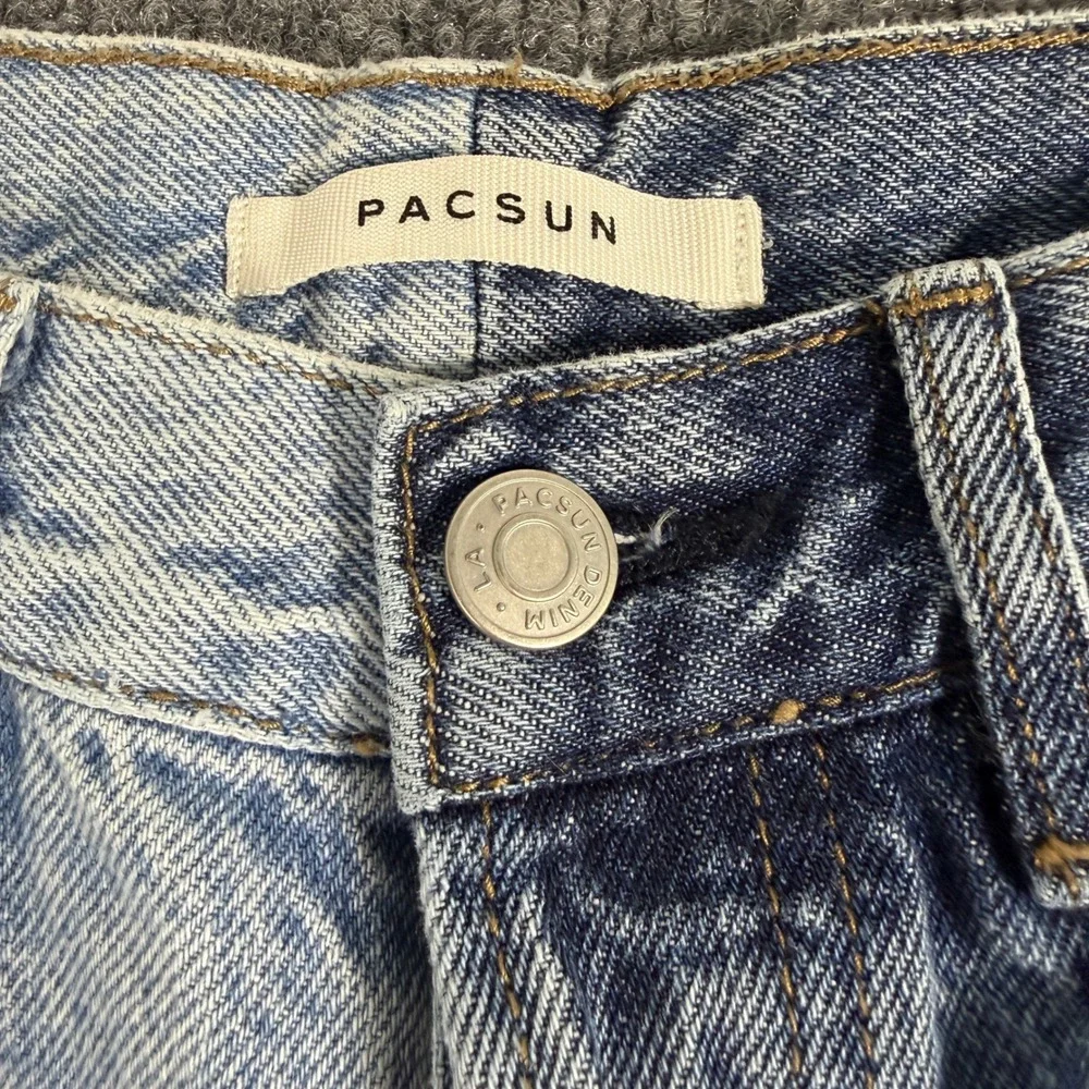 PacSun Two Tone Split Wash Dad‎ Jean High Waisted Blue Denim Size 26
